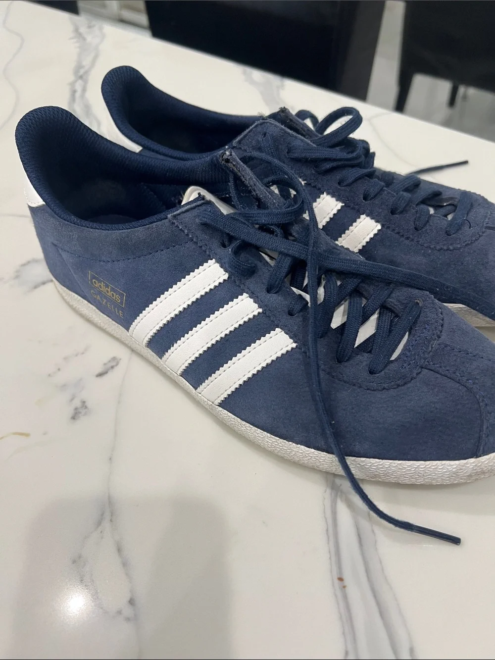 adidas Navy Suede Sneakers with White Stripes